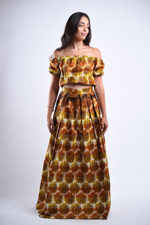 Mustard Earthy Maxi Skirt Set