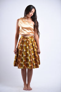 Mustard Earthy Tones Midi Skirt