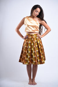 Mustard Earthy Tones Midi Skirt