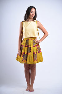 Yellow "Akyekydeɛ akyi" Ankara Print set