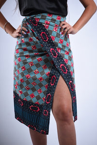 Blue Ankara Wrap Skirt