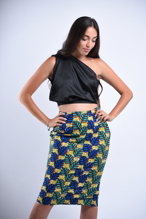 Tropical Leaf Ankara skirt